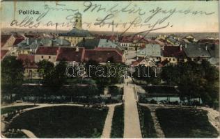 1908 Policka, general view, bridge, church, factory chimney (fl)