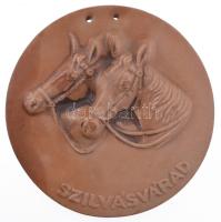 DN Szilvásvárad nagyméretű kerámia lovas plakett, akasztásra szolgáló lyukakkal (110mm) T:XF foltos