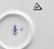 Zsolnay Pompadour mintás süteményes készlet, tál + 6 db tányér. Jelzett, hibátlan, d: 29 cm, 19 cm