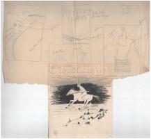 Galambos Margit (?-?): Illusztrációk, össz. 4 lapon, 1920-as évek. Ceruza vagy tus, papír vagy hárty...