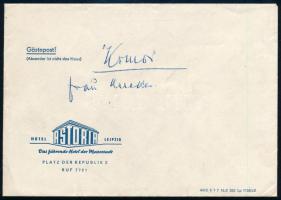 cca 1960 Komor Vilmos (1895-1971) Liszt- és Kossuth-díjas karmester saját kézzel írt levele, "K...