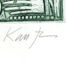 Kass János (1927-2010): Férfi és nő. Rézkarc, papír, jelzett. 15x10 cm