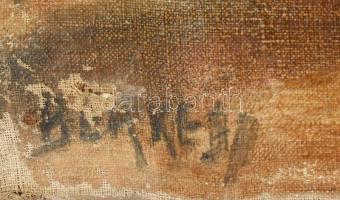 Berkes jelzéssel: Nagyváros Olaj, vászon. Sérült. 50×70 cm