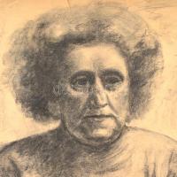 Derkovits jelzéssel: Női portré. Szén, papír, 61x43,5 cm