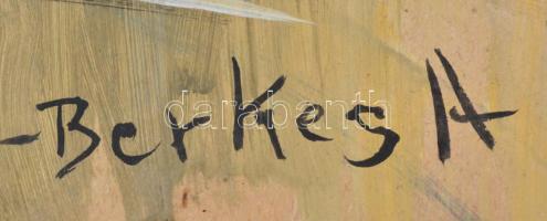 Berkes jelzéssel: Nagyvárosi forgatag. Tempera, karton, szélein enyhén sérült, 45x62 cm