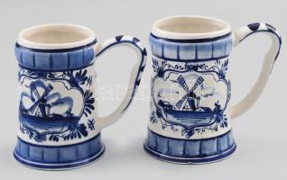 Delft original malom mintás söröskorsó pár, jelzéssel, hibátlan, m: 11,5 cm