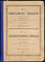 Miklós Géza: Idő- és kamatszámítási táblázatok. Szerk. és kiadja: - - , a ,,Rábaközi Takarékpénztár Rt." könyvelője Csornán. Csorna, 1902, Csornai Nyomdavállalat. Magyar és német nyelven. Félvászon-kötésben, kissé kopott, foltos borítóval. A szerző névjegykártyájával.