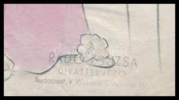 Radó Zsuzsa divattervező, működött a XX. sz. közepén: Rózsaszín ruhaterv, 1940 k. Ceruza, akvarell, ...