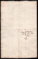 1675 Komárom (Commorn), latin nyelvű irat, két oldalon, 4 db viaszpecséttel