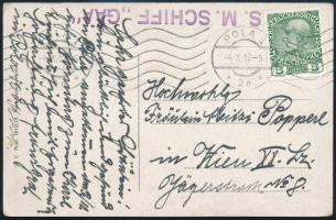 1912 Tábori posta képeslap 5h bérmentesítéssel S.M.SCHIFF GÄA
