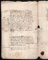 1664 Komárom (Commorn), német nyelvű irat, három oldalon, 8 db viaszpecséttel, sérülésekkel