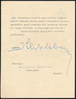 1922 Klebelsberg Kunó (1875-1932) vallás- és közoktatásügyi miniszter (1922-1931) gépelt kondoleáló ...