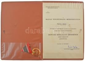 1976. "Bányász Szolgálati Érdemérem arany fokozata" műgyantás fém kitüntetés mellszalagon,...