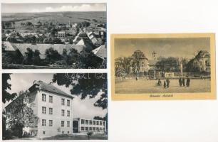 Aszód - 6 db modern Képzőművészeti Alap képeslap: gimnázium, Szabadság tér, Ipari tanuló fiúnevelő i...