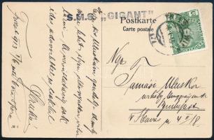 1913 Tábori posta képeslap 5h bérmentesítéssel S.M.S. GIGANT