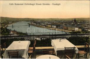 Budapest XI. Gellérthegyi Kioszk kávéház és vendéglő terasza. Hátoldalon reklám