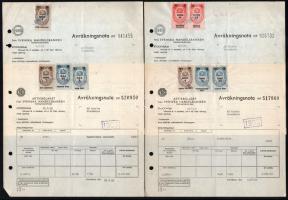 1955-1959 Stockholm, 10 db svéd banki irat / számla, okmánybélyegekkel