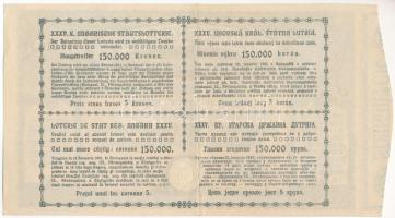 Budapest 1920. "XXXV. Magyar Állami Sorsjáték" sorsjegy 150.000K-ról szárazpecséttel T:VF