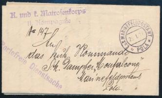 1917 Tábori posta levél &quot;K. und k. Matrosenkorps II. Kompagnie&quot;