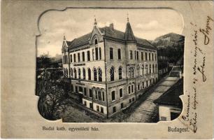 1906 Budapest I. Budai Katolikus egyesületi ház, Tanoncokat Védő egyesület, Iparos Tanulók Otthona. Art Nouveau, Toldy Ferenc u. 30. (EK)