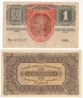 1916. 1K zöld "DEUTSCHÖSTERREICH" felülbélyegzéssel + 1923. 100K nyomdahely-megjelölés nél...
