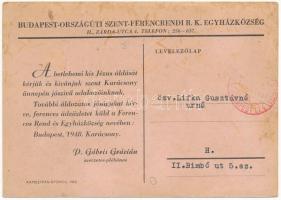 1948 Budapest II. Rózsadombon épülő Kapisztrán Szent Jánosról nevezett ferences templom. Tervezte: S...