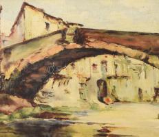 Jelzés nélkül, feltehetően 1920-40 körül működött (magyar?) festő: Mediterrán város. Olaj, karton. H...