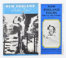 cca 1934 New England (USA), 2 db angol nyelvű, képes idegenforgalmi prospektus / Illustrated touristic booklets