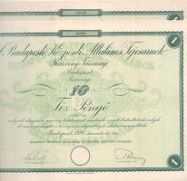 1926. Budapest "Budapesti Központi Általános Tejcsarnok Részvénytársaság" részvénye 10P-ről szelvényekkel, szárazpecséttel (2x) sorszámkövetők T:AU