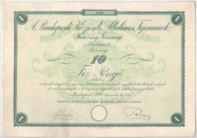 1926. Budapest "Budapesti Központi Általános Tejcsarnok Részvénytársaság" részvénye 10P-rő...
