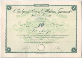 1926. Budapest "Budapesti Központi Általános Tejcsarnok Részvénytársaság" részvénye 10P-rő...