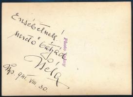 1941 Vásony Béla (1910-1988) huszár százados (I. honvéd huszárezred) portréja kitüntetésekkel, hátol...