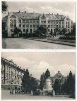 Pécs - 8 db modern Képzőművészeti Alap képeslap: Állami gyógyintézet, Kossuth szobor, Leányotthon, D...