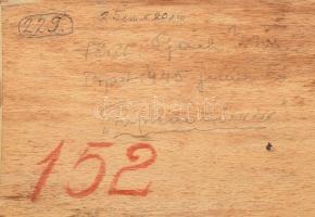 Gách István Lipót (1880-1962): Lipicai szürkék, 1945. Olaj, rétegelt falemez. Jelzett. Hátoldalán au...