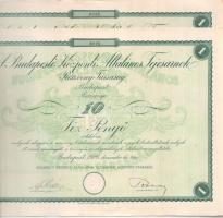 Budapest 1926. "Budapesti Központi Általános Tejcsarnok Részvénytársaság" részvénye 10P-ről szelvényekkel, szárazpecséttel (2x) sorszámkövetők T:AU