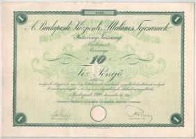 Budapest 1926. "Budapesti Központi Általános Tejcsarnok Részvénytársaság" részvénye 10P-rő...