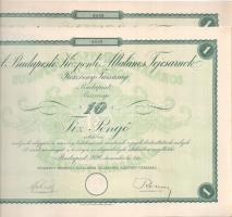 Budapest 1926. "Budapesti Központi Általános Tejcsarnok Részvénytársaság" részvénye 10P-ről szelvényekkel, szárazpecséttel (2x) sorszámkövetők T:AU