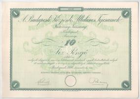 Budapest 1926. "Budapesti Központi Általános Tejcsarnok Részvénytársaság" részvénye 10P-rő...