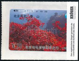 Kína - Virágzó táj kilátóval telefonkártya