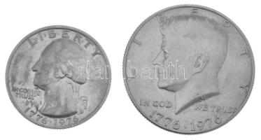 Amerikai Egyesült Államok 1976. 25c Cu-Ni + 1/2$ Cu-Ni "A függetlenség 200. évfordulója (Bicentenárium)" T:AU,XF karc USA 1976. 25 Cents Cu-Ni + 1/2 Dollar Cu-Ni "Bicentennial" C:AU,XF scratch