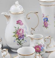 Hollóházi Hajnalka mintás kávés készlet + 2 darab Hajnalka váza. Jelzéssel, minimális kopottsággal, ...