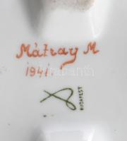 Alt Wien + Drasche bonbonier, jelzéssel, virágmintával, kopással, h: 9,5-11 cm