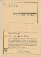 1940 Marton Dénes ny. m. kir. szőlészeti- és borászati főfelügyelő kinyitható reklámlapja. Pécs, Irá...