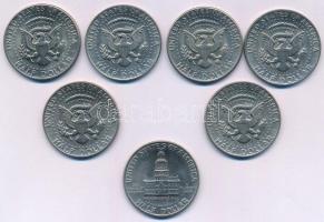 Amerikai Egyesült Államok 1971D-1980P 1/2$ Cu-Ni "Kennedy" (7xklf évszám és/vagy verdejel)...
