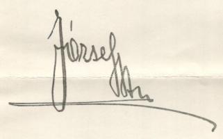 1938 Habsburg József Ágost (1872-1962) főherceg gépelt köszönő sorai, autográf aláírásával, Völgyesi...