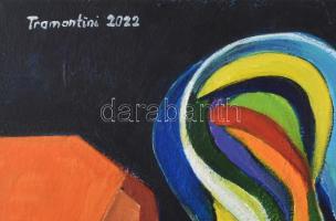 Tramontini Ervin (1952-): Zebegényi utca. Akril, vászon. Jelezve balra fent. 50x70 cm