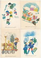 50 db MODERN magyar retro grafikai képeslap vegyes minőségben. Képzőművészeti Alap: karácsonyi üdvözlet / 50 modern Hungarian retro graphic postcards in mixed quality: Christmas greeting