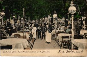 1908 Wien, Vienna, Bécs II. Prater, Garten in Pertl's Grand Etablissement, 3 Kaffeehaus / cafe and restaurant garden (EK)