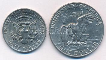 Amerikai Egyesült Államok 1974. 1/2$ Cu-Ni "Kennedy" + 1$ Cu-Ni "Eisenhower" T:A...
