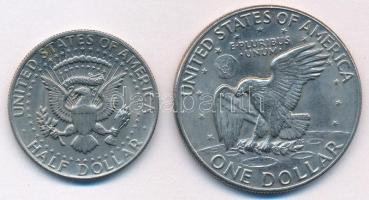 Amerikai Egyesült Államok 1974. 1/2$ Cu-Ni "Kennedy" + 1974D 1$ Cu-Ni "Eisenhower&quo...
